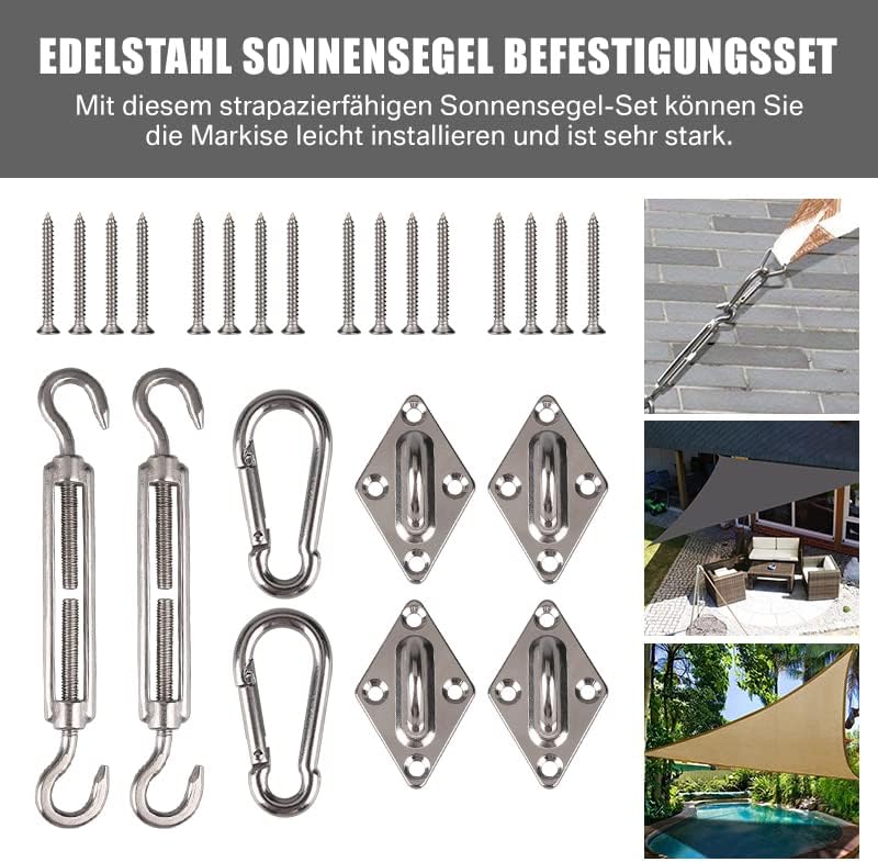 Sonnensegel inkl 24er Befestigung Kit,3x3x3m Wasserdichter Sonnenschutz Dreieck Sonnenschirm Aussenü