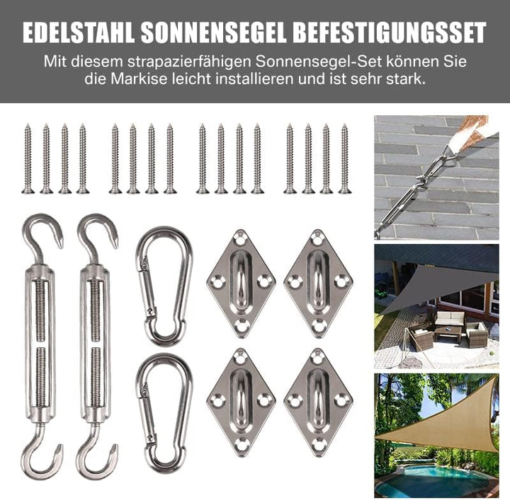 Sonnensegel inkl 24er Befestigung Kit,3x3x3m Wasserdichter Sonnenschutz Dreieck Sonnenschirm Aussenü