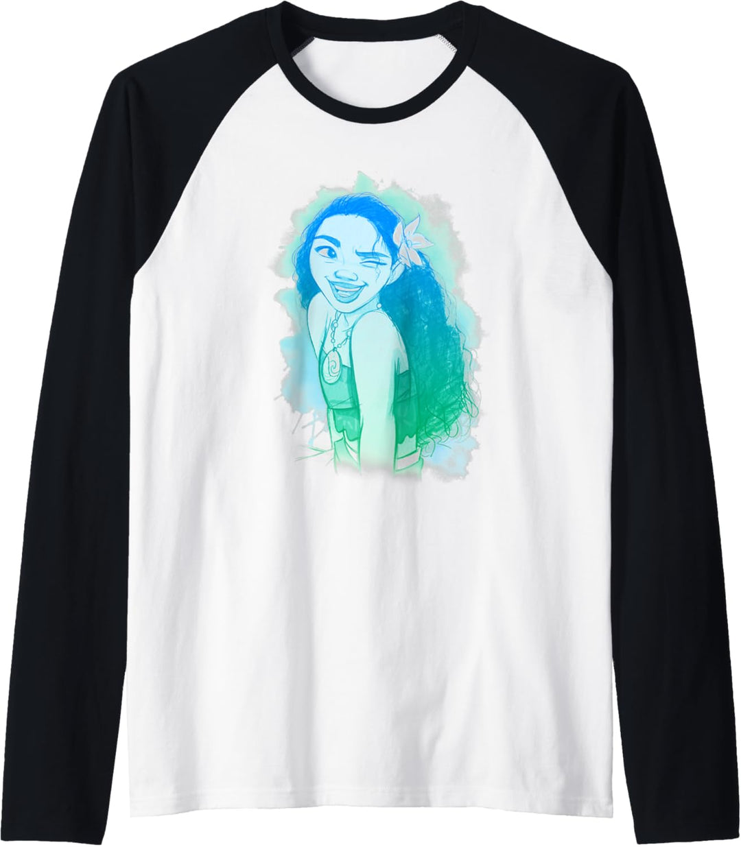 Disney Moana Watercolor Winking Sketch Raglan
