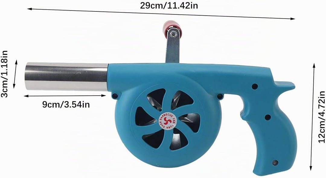 Fockety BBQ-Ventilator-Luftgebläse, Tragbarer Handkurbel-BBQ-Ventilator, Erhöht die Feuerkraft, Schn