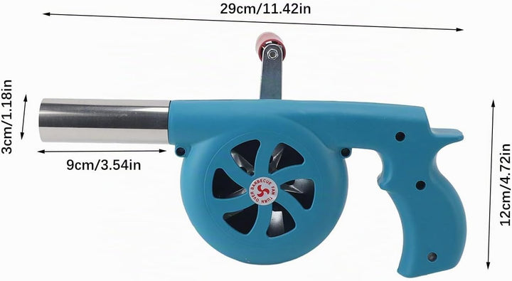 Fockety BBQ-Ventilator-Luftgebläse, Tragbarer Handkurbel-BBQ-Ventilator, Erhöht die Feuerkraft, Schn
