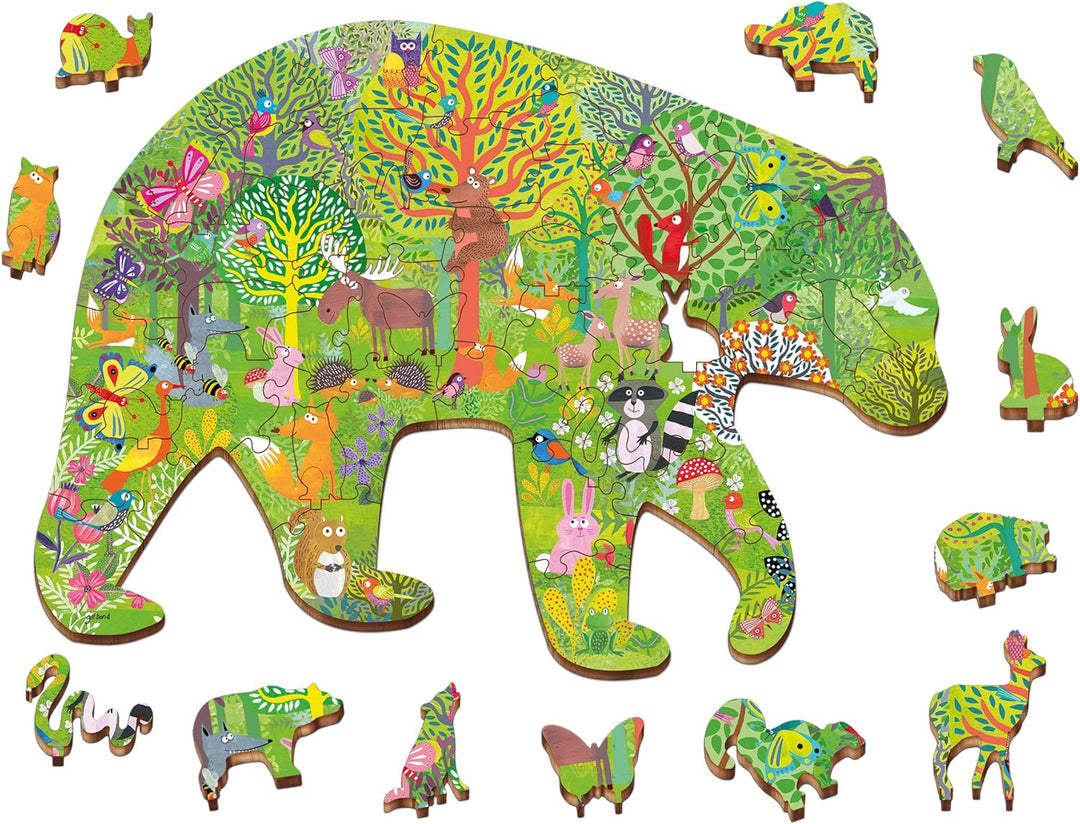 Ludattica Puzzle: Woody Puzzel FORêt, 25 x 35 cm, 48 Teile, 12 Figuren aus Holz, 5