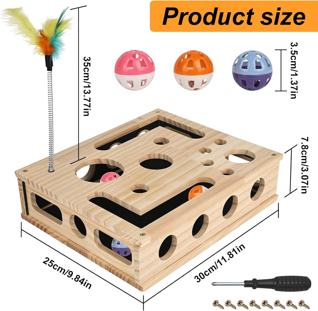 Labyrinth für Katzen-Puzzle-Anreicherungsbox mit Kratzbrett, Stressabbau beim Spielen für Katzen; Un