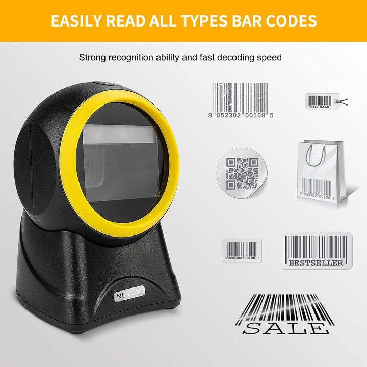NetumScan 2D QR Präsentations-Scanner, freihändig, USB-Barcode-Scanner, omnidirektional, kabelgebund