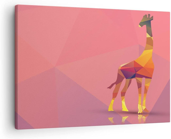 ARTTOR Bilder auf Leinwand Giraffe modern Grafik Leinwandbild 70x50cm Wandbilder Dekoration Wohnzimm