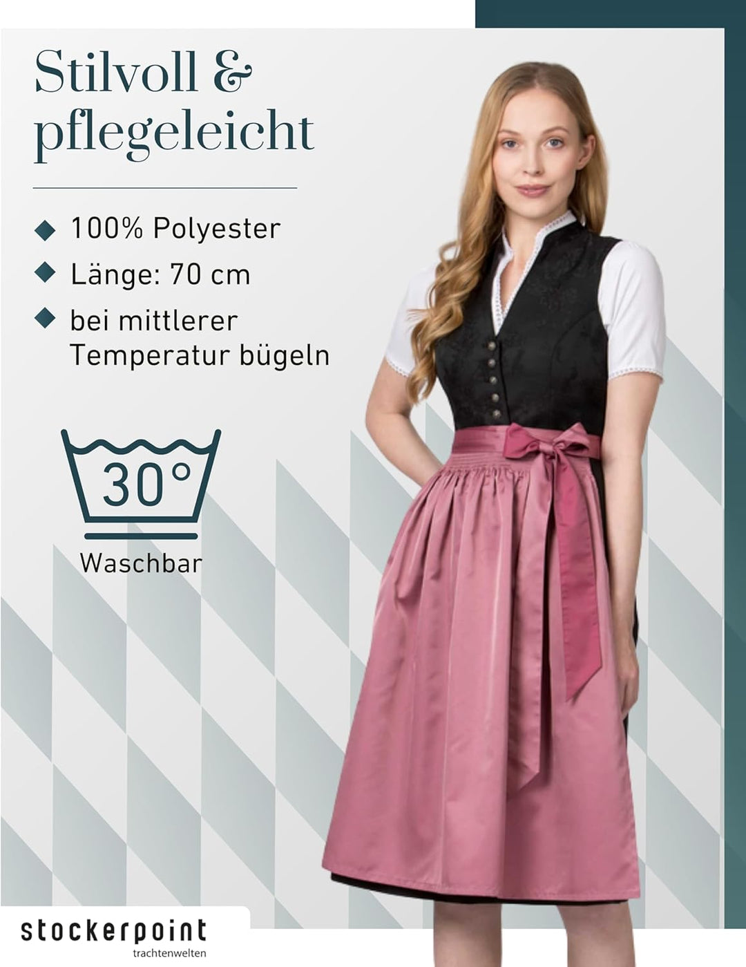 Stockerpoint Damen Schürze Kristin Dirndlschürze, Fuchsia, Regular
