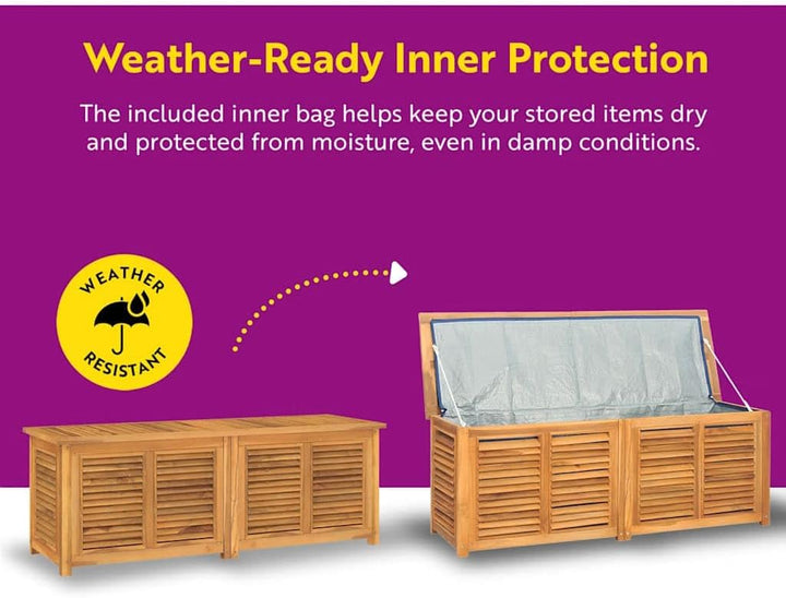 vidaXL Gartenbox, Auflagenbox mit Beutel Stauraum, 150x50x55 cm, Kissenbox Latten-Design, Aufbewahru