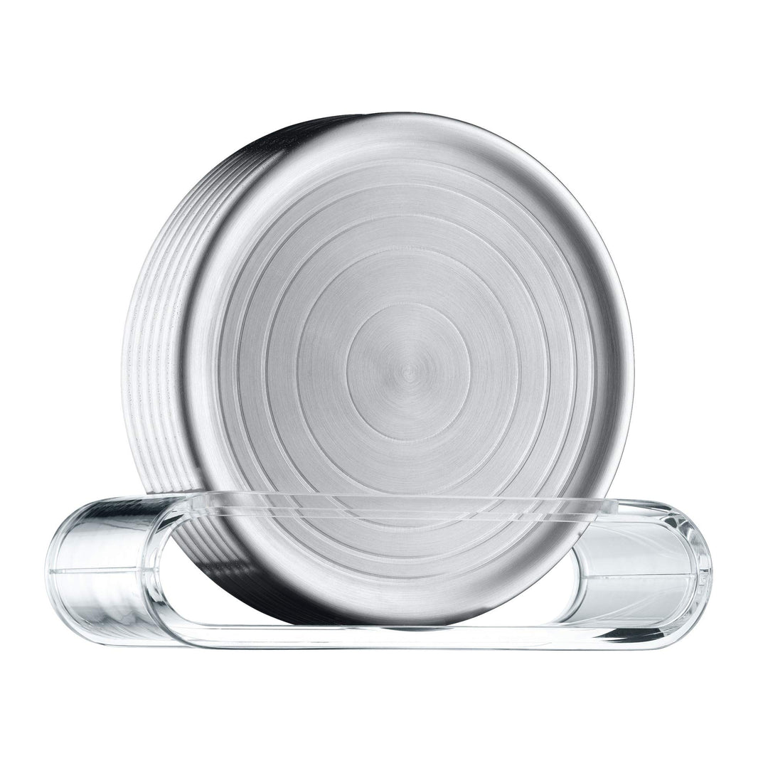 WMF Loft Bar Gläserteller-Set 6-teilig, Glasuntersetzer mit Präsenter, Untersetzer Gläser 9,5cm, Cro