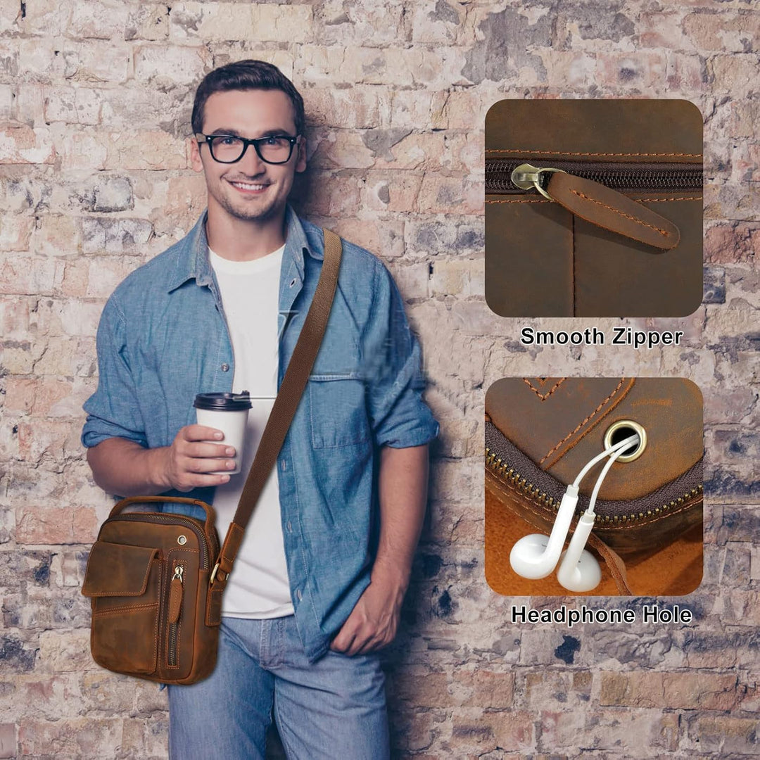 BAIGIO Umhängetasche Herren Leder Schultertasche Vintage Crossbody Bag Messenger Herrentasche zum Um