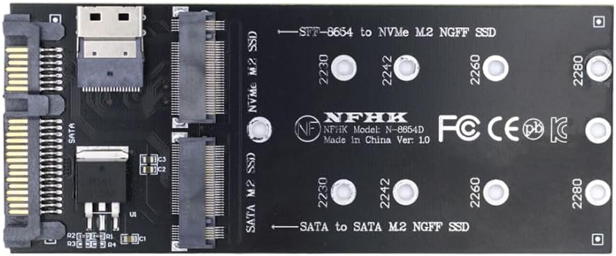 chenyang M.2 NVME PCIE SSD auf SFF-8654 ＆ NGFF SATA SSD auf SATA 2 in 1 Combo Adapter für Mainboard(