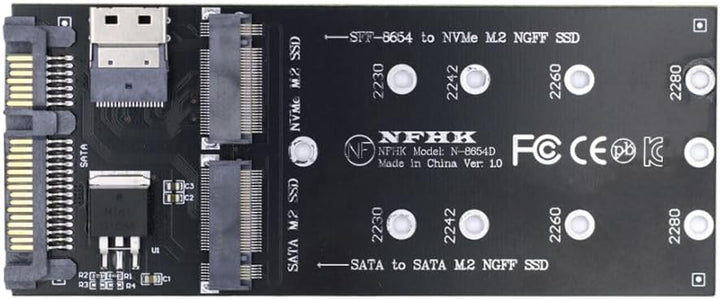 chenyang M.2 NVME PCIE SSD auf SFF-8654 ＆ NGFF SATA SSD auf SATA 2 in 1 Combo Adapter für Mainboard(