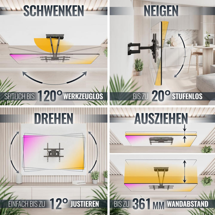 RICOO TV Wandhalterung Fernseher Schwenkbar Neigbar für 32-65 Zoll, Universal TV Halterung S7244, Fe