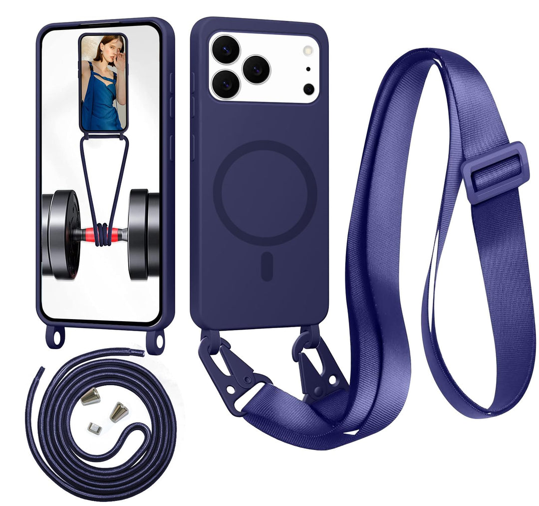 Handykette für iPhone 17 Pro Hülle mit Band [Kompatibel mit Magsafe] Flüssig Silikon Necklace Handyh