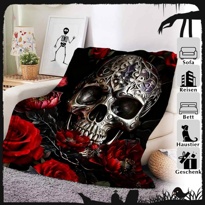 Halloween Totenkopf Kuscheldecke,Weich Und Warme Flanell Sofa Decke Halloween, Winter Halloweens mik