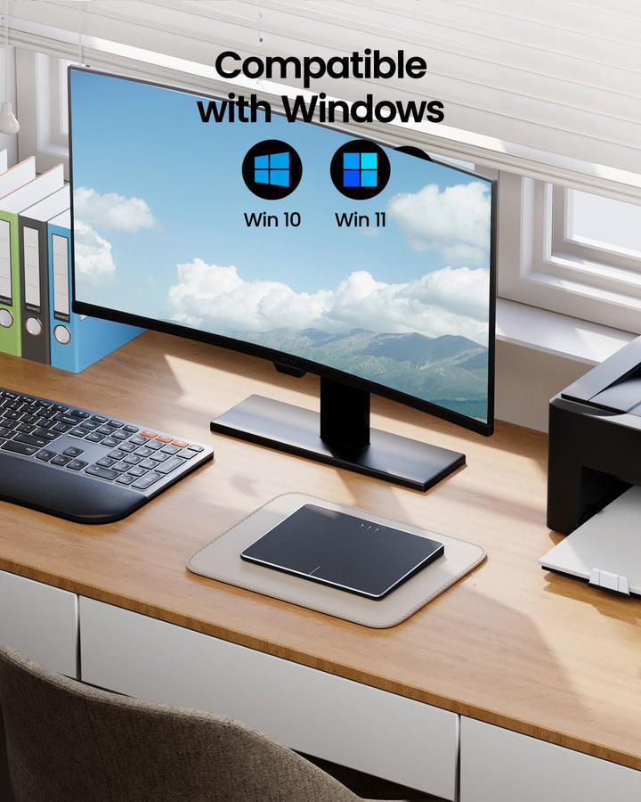 ProtoArc Kabellose Trackpad für Windows 10/11(NOT für Mac), T1 Plus Bluetooth Hochpräzises Touchpad