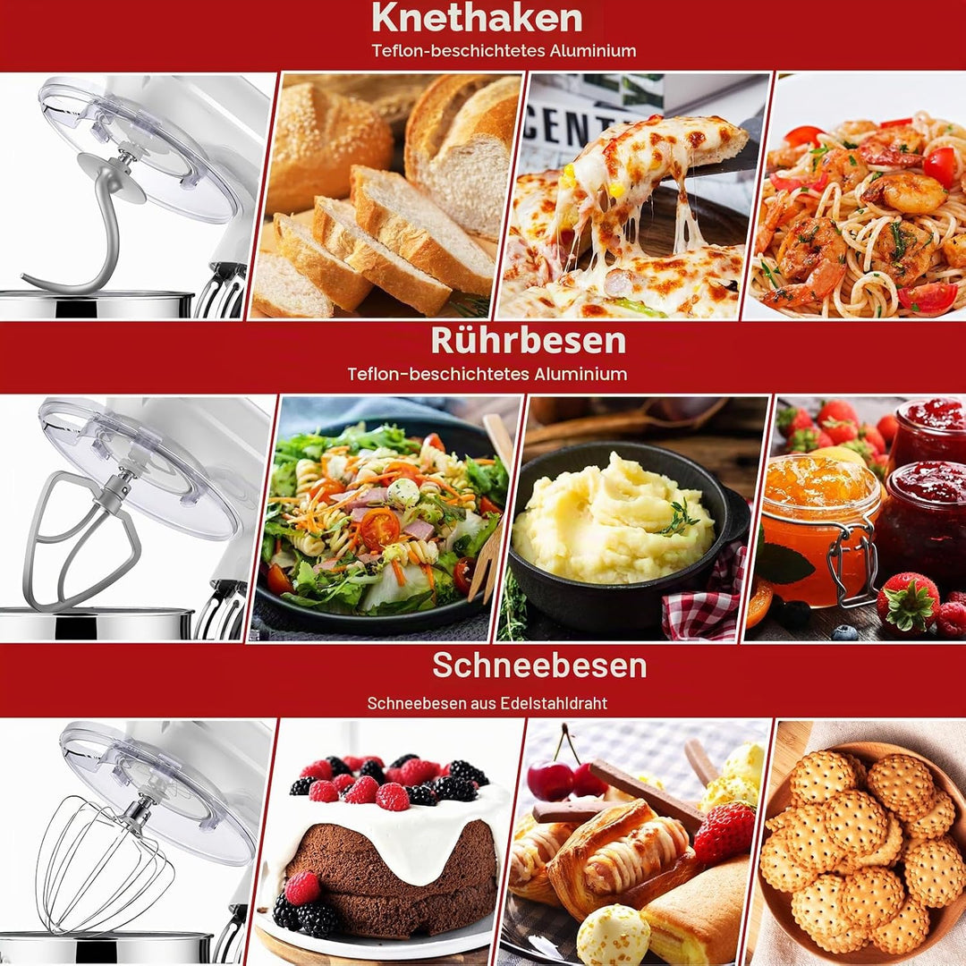 Zuccie küchenmaschine 1500W 8L Knetmaschine 6 Geschwindigkeit Fermentationsfunktion+LCD knetmaschine