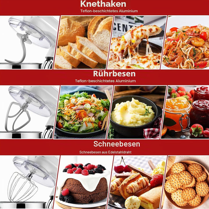 Zuccie küchenmaschine 1500W 8L Knetmaschine 6 Geschwindigkeit Fermentationsfunktion+LCD knetmaschine