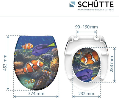 SCHÜTTE WC-Sitz Duroplast SEA LIFE, Toilettensitz mit Absenkautomatik und Schnellverschluss für die