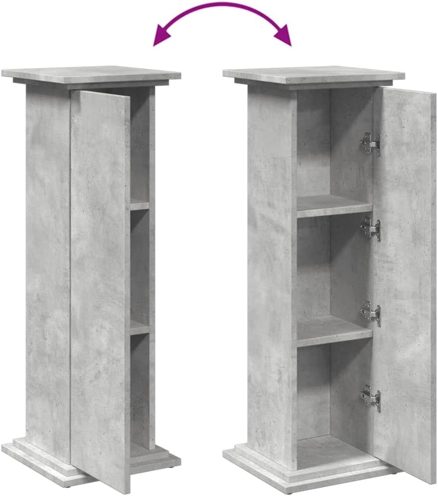 vidaXL Postament mit Stauraum Betongrau 31x30x90 cm Holzwerkstoff 31 x 30 x 90 cm Betongrau, 31 x 30