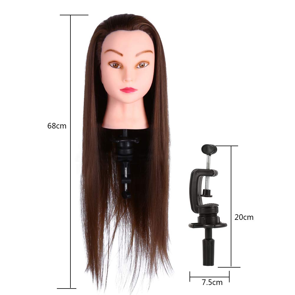 Mannequin 26'' Praxiskopf Frisierkopf mit Klemmhalterung, Friseur Training Puppe Haar zum Schneiden,