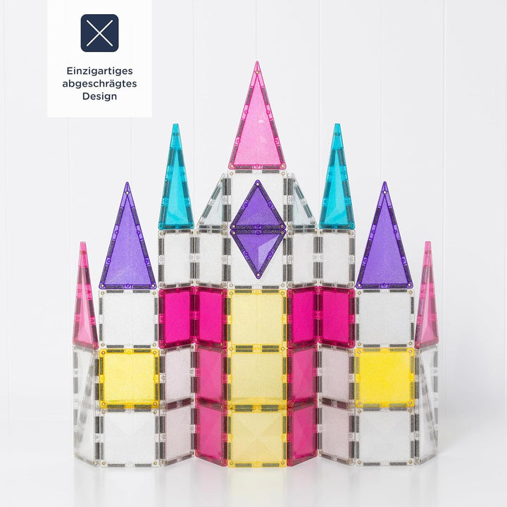 CONNETIX Magnetische Fliesen Glitzer-Einhorn-Set, 56 Stück