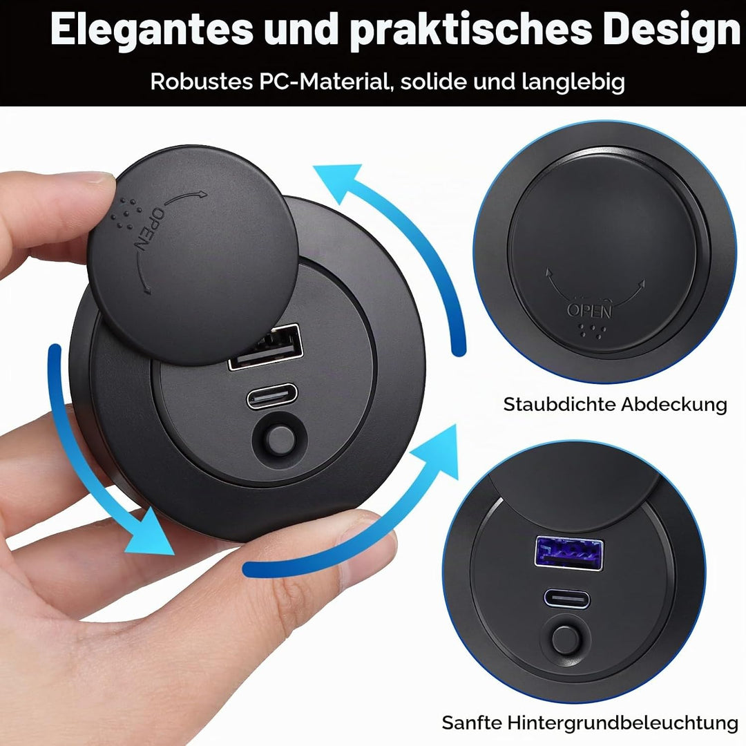 acegoo 2 x USB C Steckdose 12V Wohnmobil Buchse 50W, Typ C Anschluss PD3.0 30W QC3.0 20W, 12 Volt La