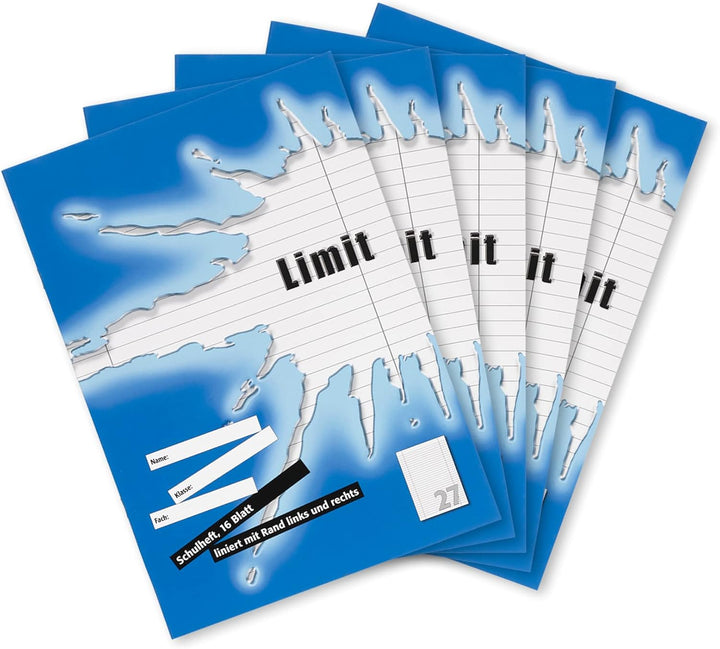 Limit Schulheft A4 kariert, Lineatur 28, 16 Blatt, rot, 10 Stück & Schulheft A4, 16 Blatt, liniert m