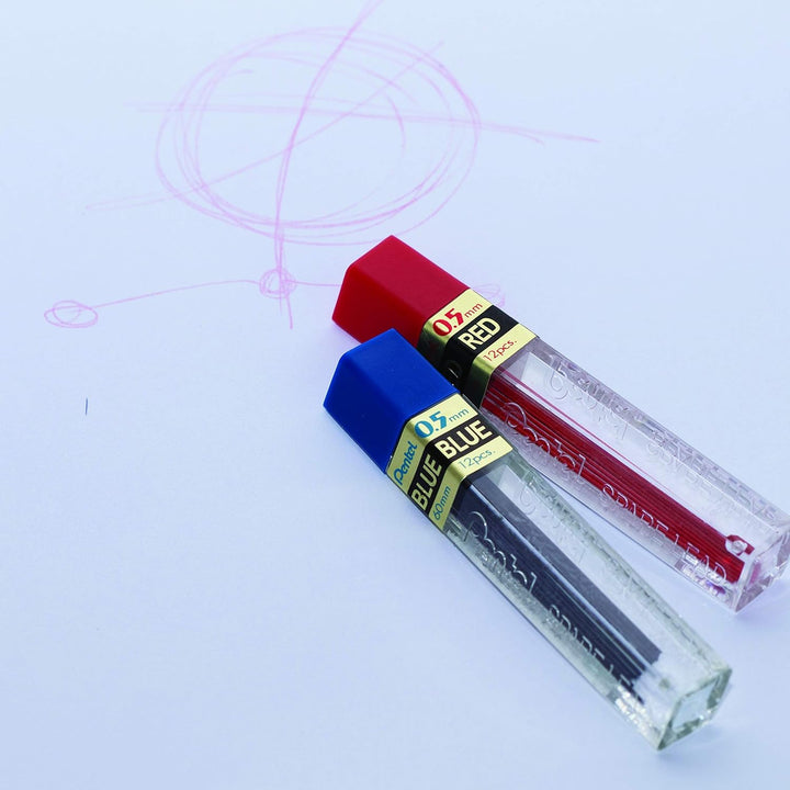 Pentel PPR Cases mit 12 rot Ersatzmine für Druckbleistifte 0,5 mm rot 0,5Â mm, rot 0,5Â mm