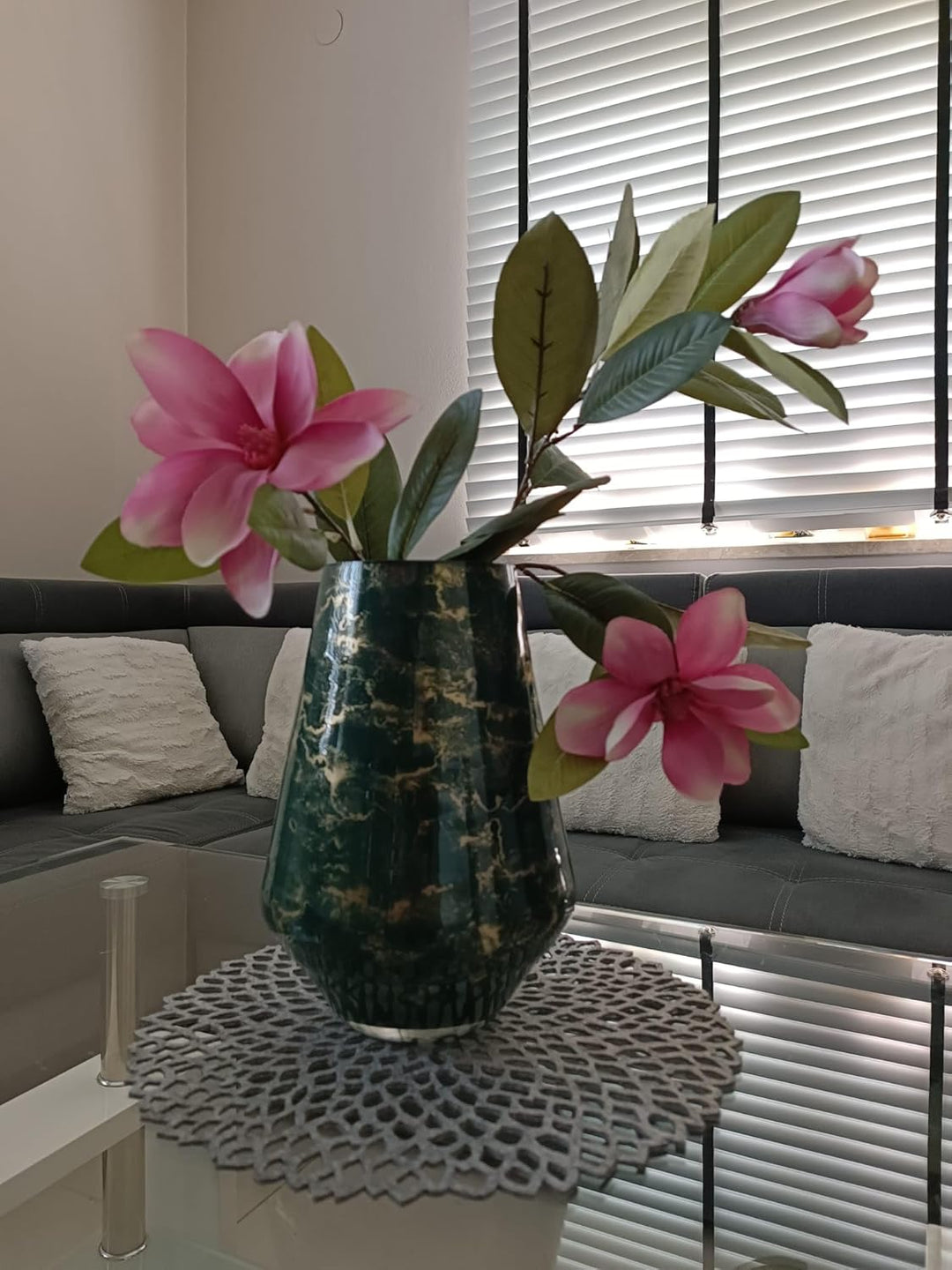 Terroso – Vase – Mundgeblasenes grünes Glas – Luxuriöses Erscheinungsbild, Stilvoll &amp; Elegant - 26 c