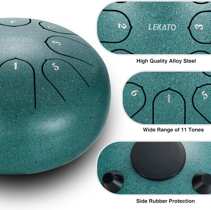 LEKATO Tongue Drum für Kinder, 6 Zoll 8 Tone Zungentrommel Schlagzeug Anfänger, Steel Pan Drum für M