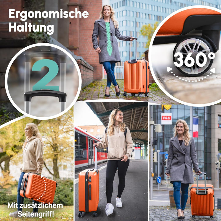 Easy Move ABS Hartschalenkoffer [ERGONOMISCH & SICHER] - Grosser Trolley Koffer mit 360° Rädern, Zah