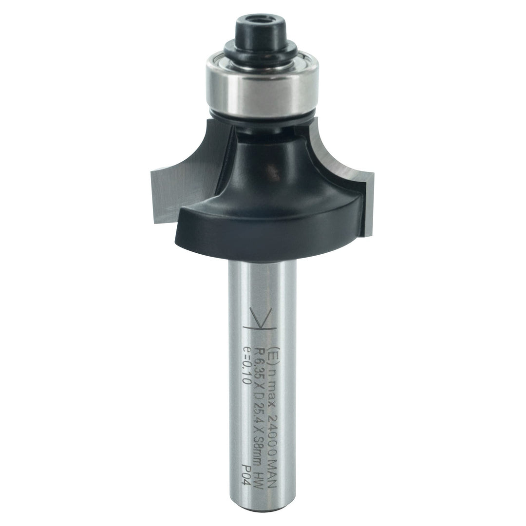 ENT 14290 Abrundfräser HW, Schaft (S) 8 mm, Durchmesser (D) 25,4 mm, NL 12,7 mm, R 6,35 mm, SL 32 mm