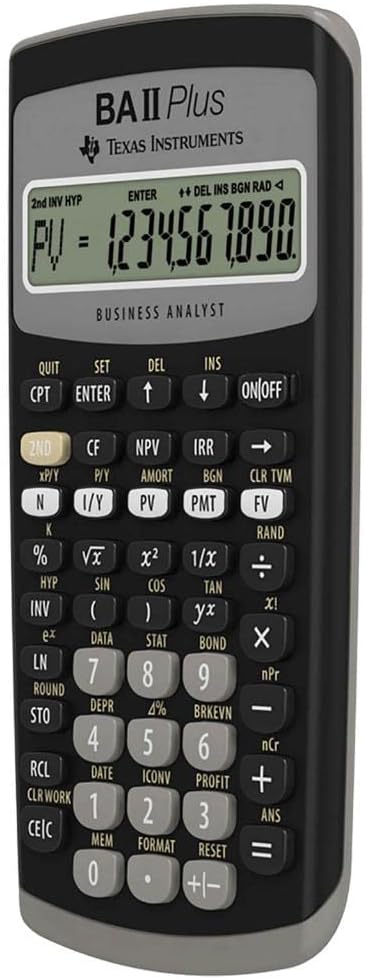 Texas Instruments BAII Plus Erweiterter Finanztaschenrechner Einzeln, Einzeln