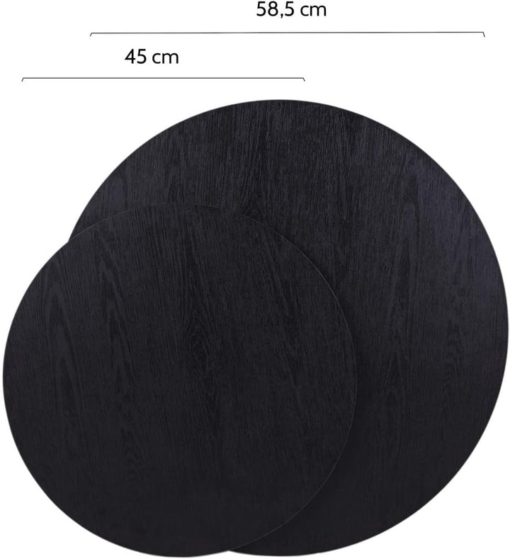 MaximaVida Set runder Tischplatten Chicago 58 cm und 45 cm schwarz 58 x 58 x 2 / 45 x 45 x 2 cm, 58