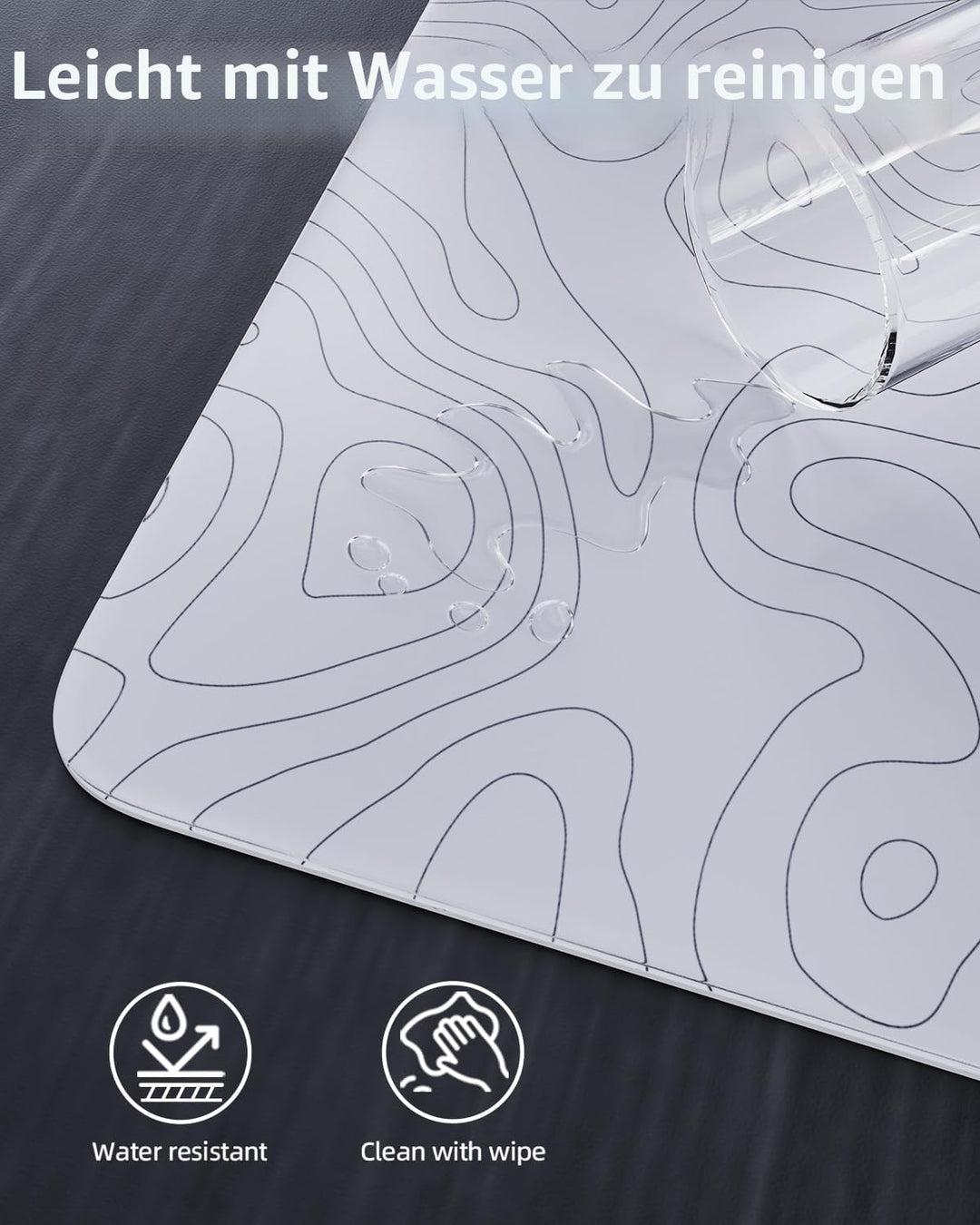 MAMBASNAKE x ATTACK SHARK CM05 Contour Glass Hard Gaming Mousepad,Nano-Micro-Etched Texture,Smooth G