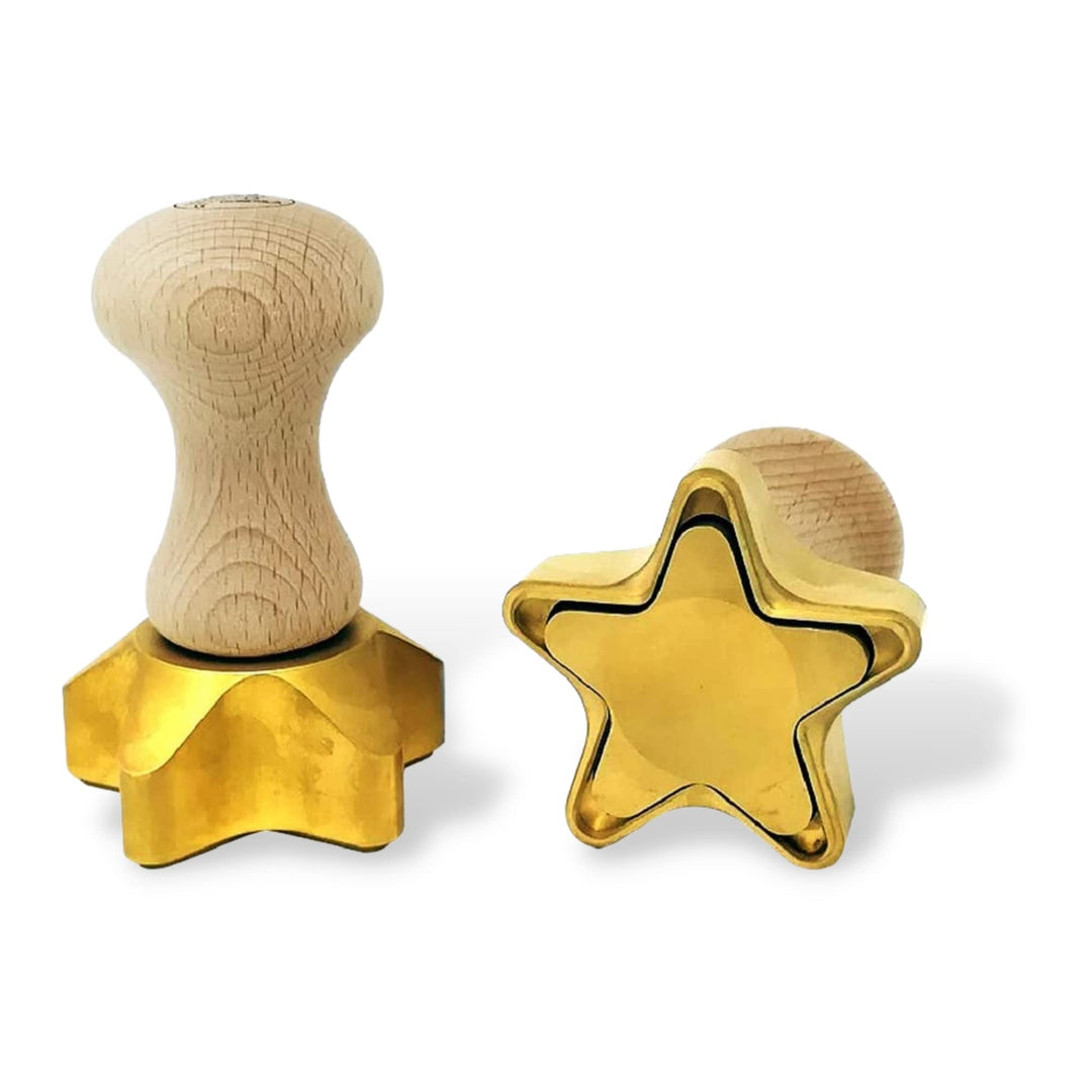 LA GONDOLA Professionelle Ravioli Stempel STELLA (Sternförmchen) aus Messing mit Naturholzgriff -For