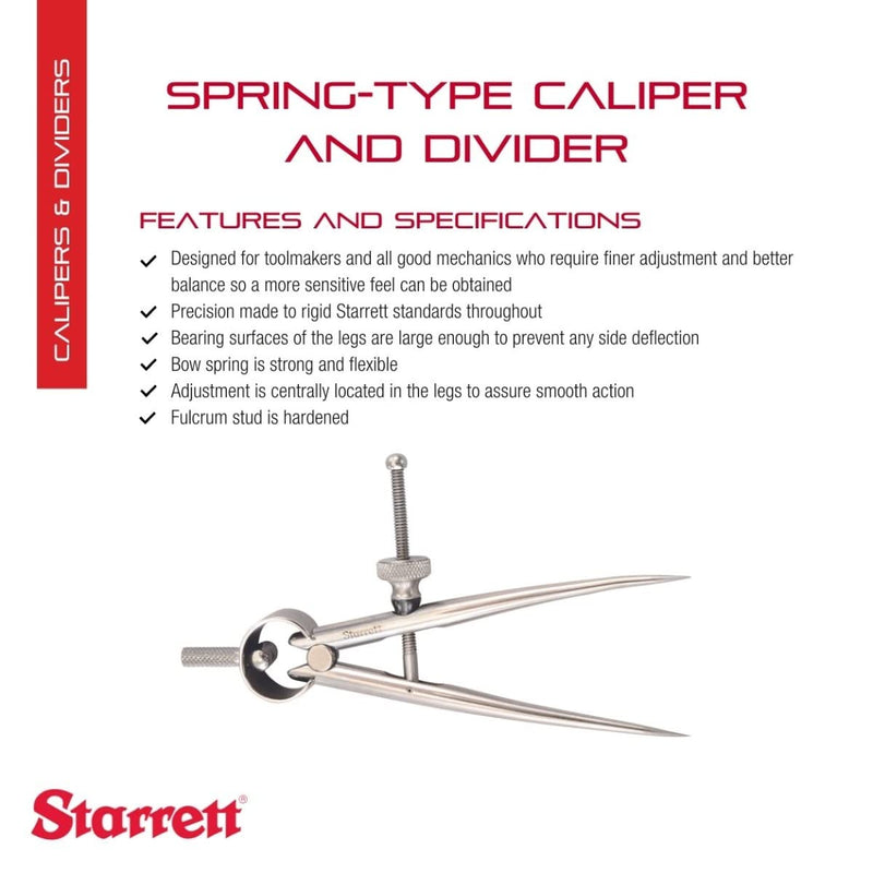 Starrett 277-3 3"-Werkzeugmacher-Federteiler mit runden Beinen und massiver Mutter