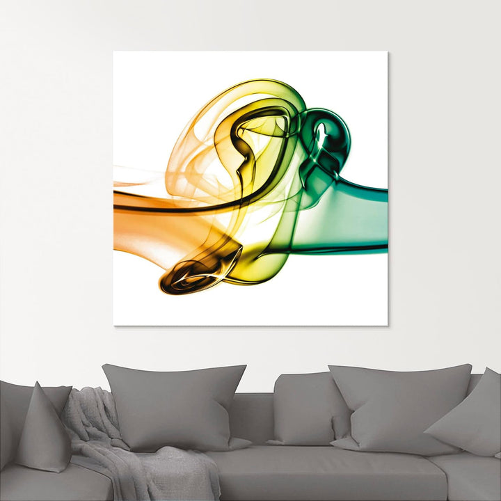 ARTland Glasbilder Wandbild Glas Bild einteilig 125x50 cm Querformat Abstrakte Kunst Rauch Wellen Fa