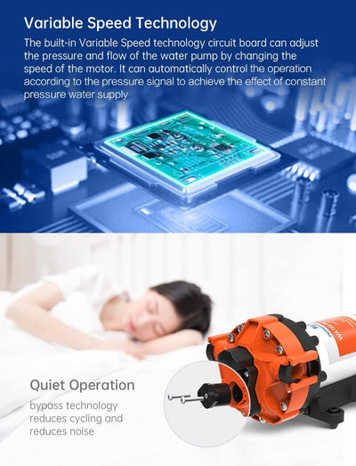 LIGHTEU® Seaflo 56A Pumpe mit variabler Drehzahl DC 12 V 5,0 GPM 4,8 Bar Selbstansaugende Membranpum