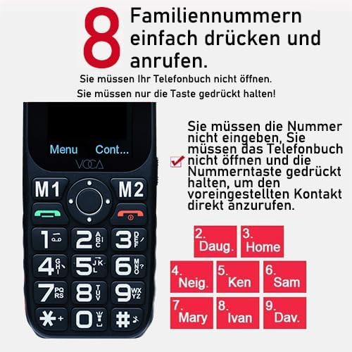 VOCA 4G-Telefon mit grossen Tasten für Senioren | Entsperrtes 4G LTE | Verstärkte Lautstärke | SOS-T