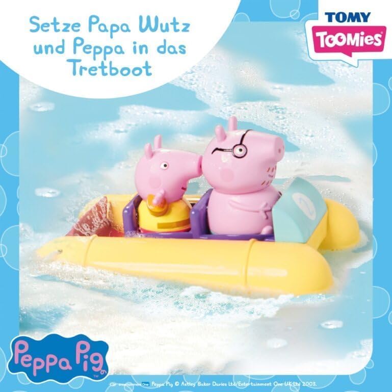 TOMY Toomies Peppa Wutz Pedalo, Baby-Badespielzeug, spassiges Bade-Accessoire und Wasserspiel für Ki