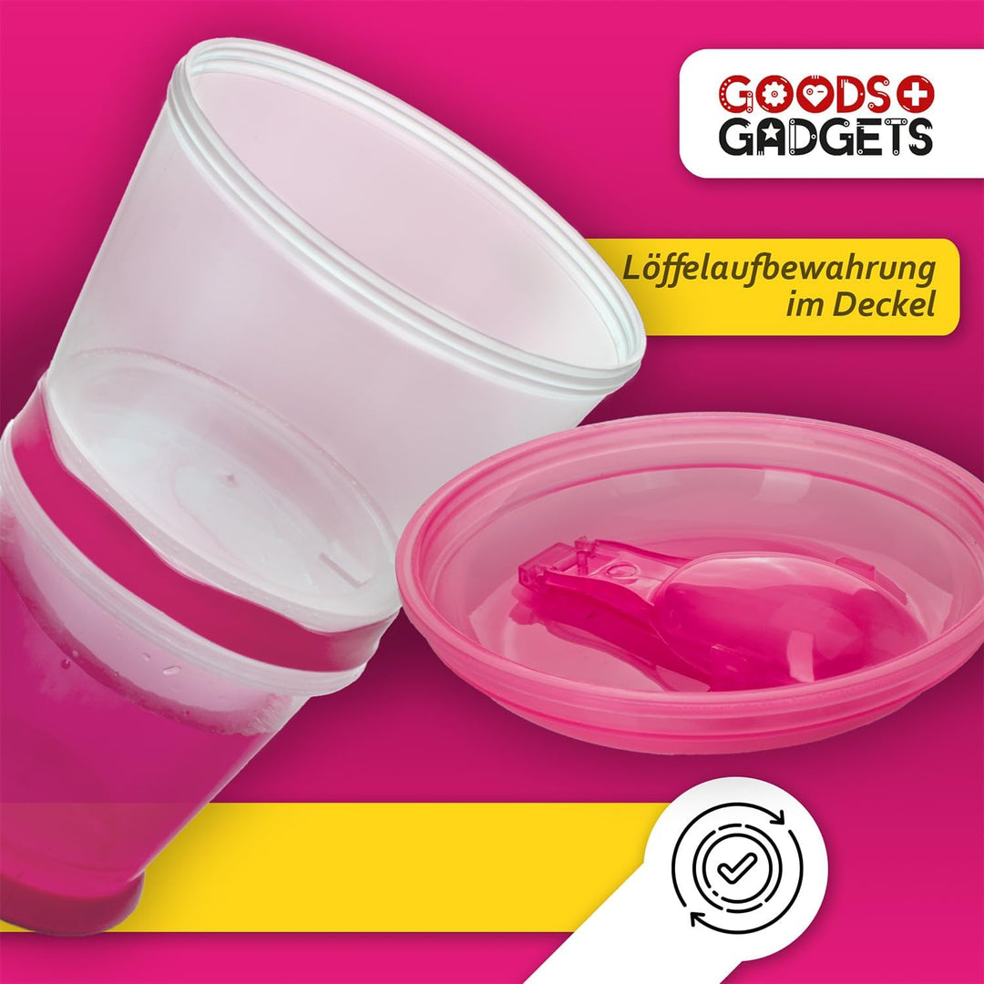 GOODS+GADGETS Müslibecher to Go Deluxe - Joghurt-Becher für unterwegs - Reise Lunchpot mit Löffel un