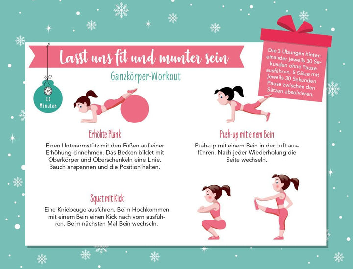 Lasst uns fit und munter sein: Der Fitnessadventskalender mit 24 Workouts gegen den Weihnachtsspeck