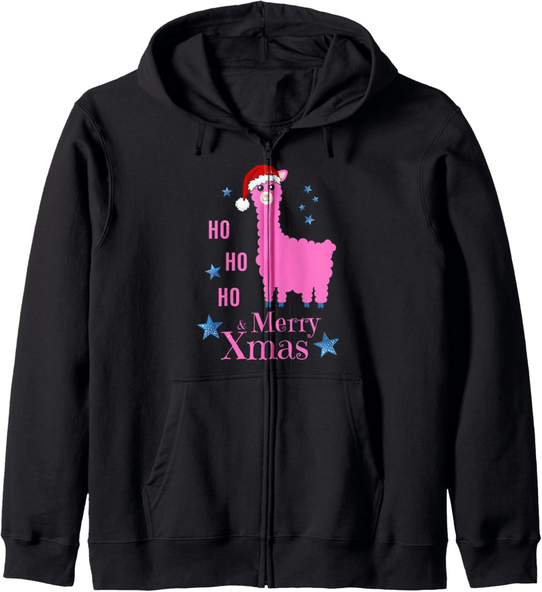 Pink Alpaka als Weihnachtsmann, Frohe Weihnachten Kapuzenjacke