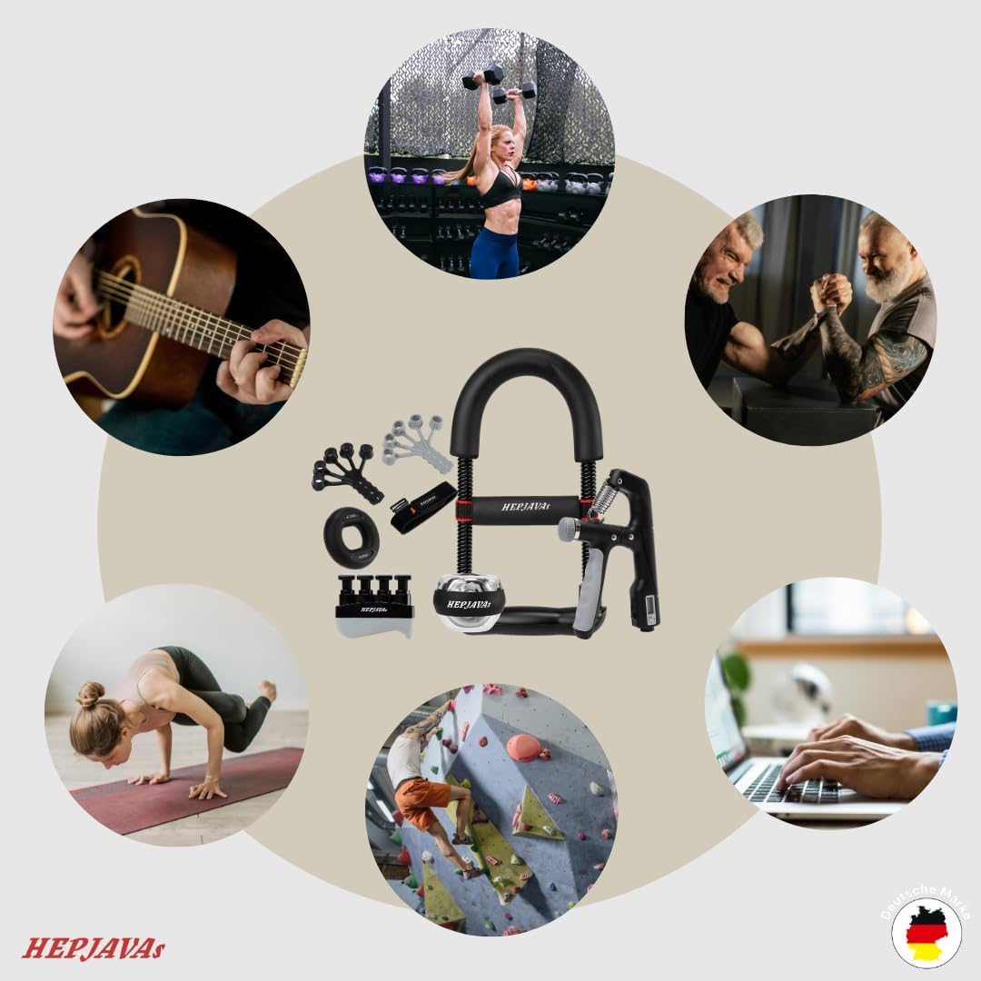 HEPJAVAs SIX-HANDKRAFT-SET 6in1 Handtrainer/Fingertrainer bestehend aus Griffkraft, Fingerdruck & Un