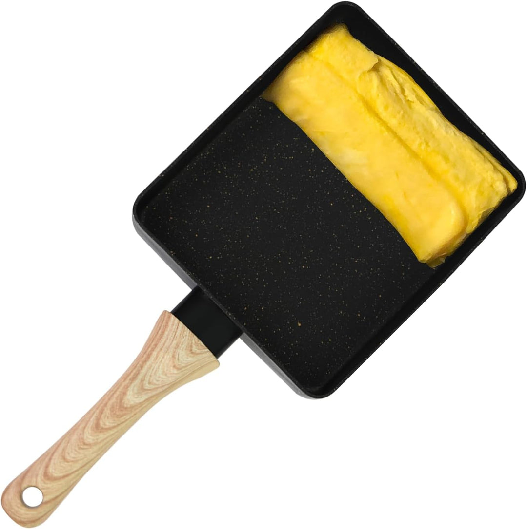 Artcome Japanische Omelette-Pfanne Tamagoyaki-Eierpfanne Rechteckig Mini-Bratpfanne mit Silikon-Spat