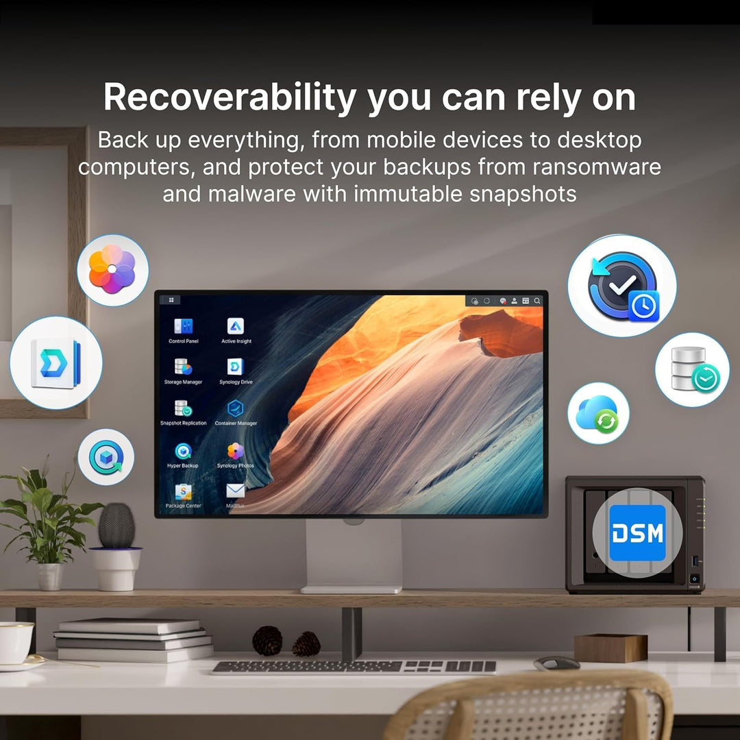 SYNOLOGY DS925+ 4-Bay DiskStation (up to 9-Bay), AMD Ryzen V1500B, 4GB RAM 25 cm x 26 cm x 29 cm, 25