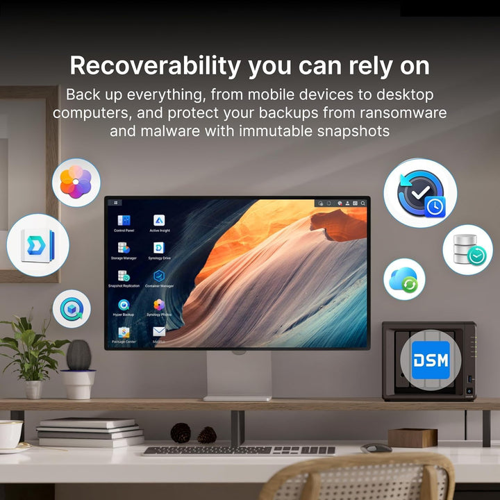 SYNOLOGY DS925+ 4-Bay DiskStation (up to 9-Bay), AMD Ryzen V1500B, 4GB RAM 25 cm x 26 cm x 29 cm, 25