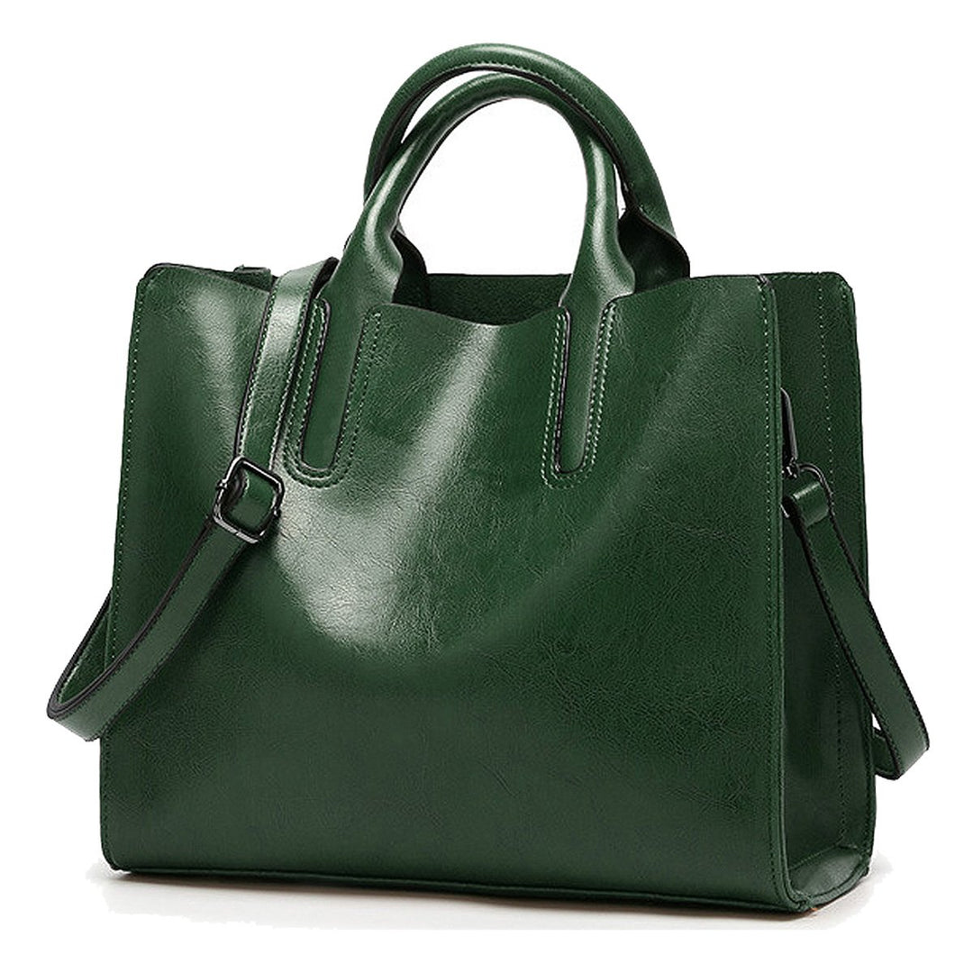 Damen Shopper Tasche aus PU-Leder mit Schulterriemen Schultertasche Umhängetasche Quadrat Handtasche