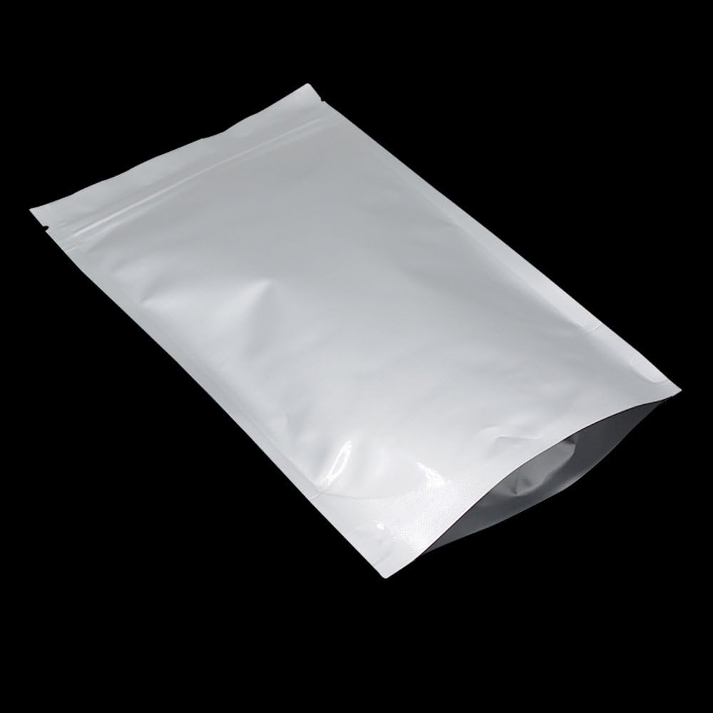 50 Stück Silber Reine Aluminiumfolie Stand Up Mylar Bags Lebensmittelaufbewahrung Reissverschlussbeu
